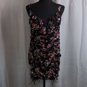 Pink Ruched V-Neck Bodycon Pajamas